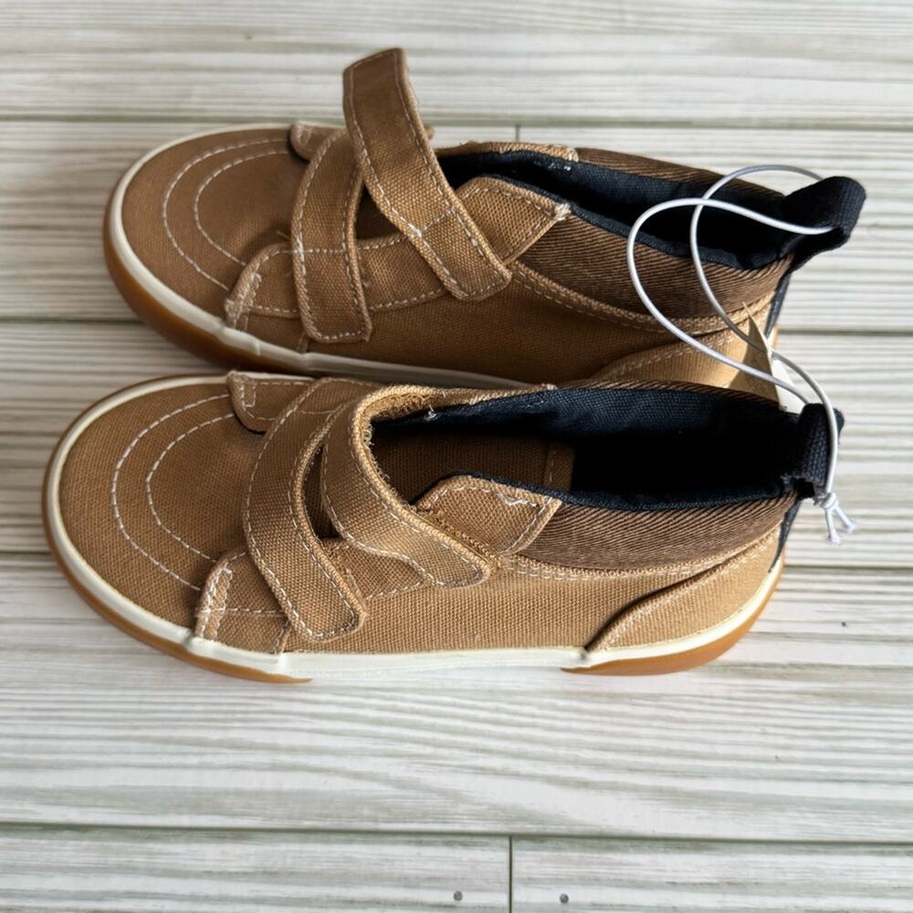 Old Navy Brown Kids High Top Sneaker With Secure Straps Sz 9 Toddler